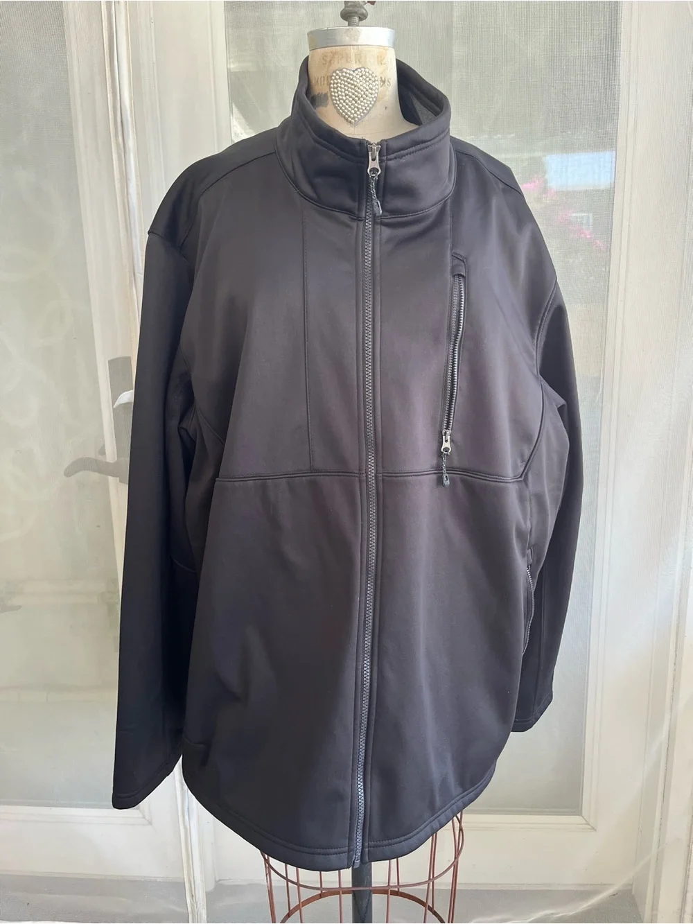 Men's Size 3XL SwissTech Black Basic Jacket Fleece Lined Full Zip; Heavyweight